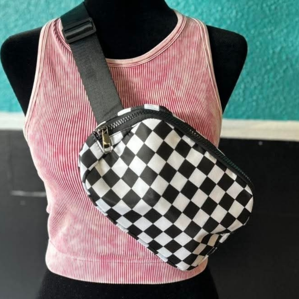 Checkered Crossbody Belt Bag